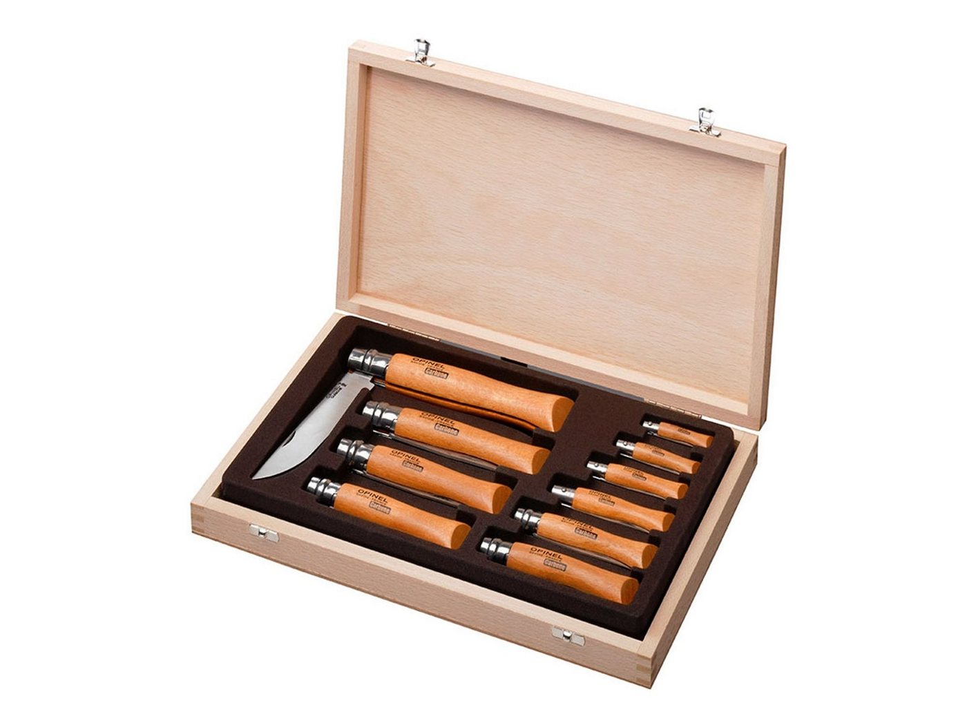 Opinel Taschenmesser Opinel-Sortiment Nr.2-12 carbon, im Holzkasten Opinel Taschenmesser Opinel-Sortiment Nr.2-12 carbon, im Holzkasten von Opinel