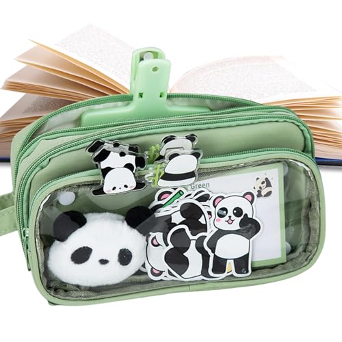 Detachable Pen Bag | School Stationery Container | Pencil Bag with Stickers, Eraser and Pen Organizer, Panda Pencil Case, Student Pencil Pouch, Cute Pen Bag for School, Detachable Pencil Holder von Opvonxeh