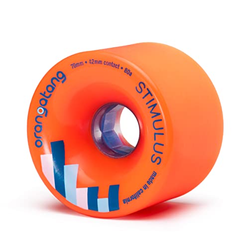 Orangatang Stimulus 70 mm 80a Freeride Longboard Skateboard Wheels w/Loaded Jehu V2 Bearings (Orange, Set of 4) von Orangatang
