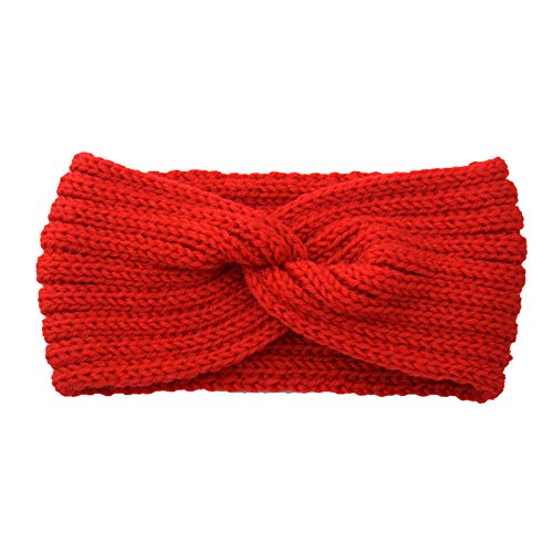 Haarbinder mit Haarreifen Winter Women Cable wärmer weiches Ohr Stretch Headband Stirnband Wolle (Red, One Size) von Orbgons