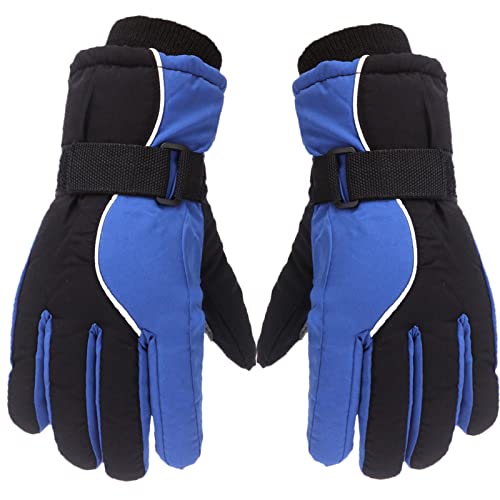 Ski Handschuhe Kind, Handschuhe Kinder, Wasserdicht Skihandschuhe Kinder Winterhandschuhe Für Jungen Mädchen Warme Atmungsaktiv Schneehandschuhe Winter Fingerhandschuhe Für 4-13 Jahre (Blue, One Size) von Orbgons