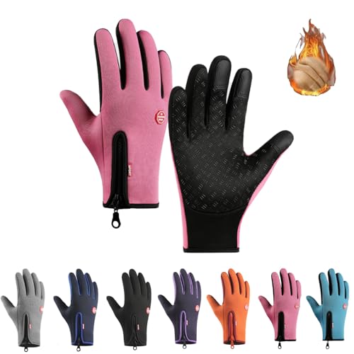 Ordaba Frostfit Thermo Handschuhe, Frostfit Thermohandschuhe Mit Touchscreen-Funktionalität, Wasserdicht Und rutschfest Zum Radfahren, Laufen, Skifahren(Rosa, M) von Ordaba