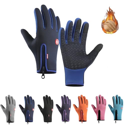 Ordaba Frostfit Thermo Handschuhe, Frostfit Thermohandschuhe Mit Touchscreen-Funktionalität, Wasserdicht Und rutschfest Zum Radfahren, Laufen, Skifahren (Blau, XXL) von Ordaba