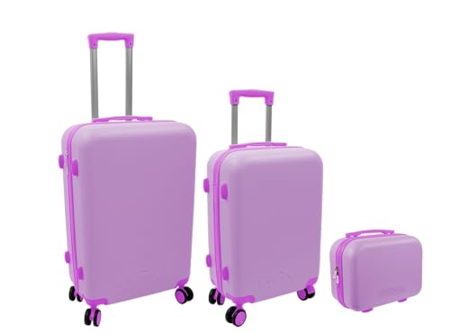 Ordinett, Voyager Koffer-Set, 3-teilig: 60 l + 43 l + 15 l, Rosa und Violett von Ordinett