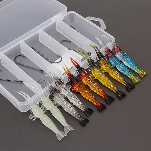 OriGlam 10 Stück Weiche Garnelen Köder mit Haken für Forelle, Bar, Lachs & mehr OriGlam 10 Stück Weiche Garnelen Köder mit Haken für Forelle, Bar, Lachs & mehr von OriGlam