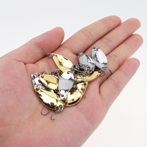 OriGlam 12 harte Angelköder aus Metall, harte Köder, Metallköder, Spinnerköder, mit Haken aus Karbonstahl, geeignet für Barsch und Forellen in Salzwasser und Süßwasser OriGlam 12 harte Angelköder aus Metall, harte Köder, Metallköder, Spinnerköder, mit Haken aus Karbonstahl, geeignet für Barsch und Forellen in Salzwasser und Süßwasser von OriGlam