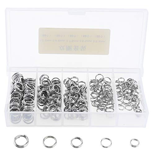 OriGlam 250pcs Mehrere Größen Runde Edelstahl Angelspaltringe, Metall Solid Circle Köderverbinder, Angelringe, Angelspaltringe zum Jiggen Angelhaken OriGlam 250pcs Mehrere Größen Runde Edelstahl Angelspaltringe, Metall Solid Circle Köderverbinder, Angelringe, Angelspaltringe zum Jiggen Angelhaken von OriGlam