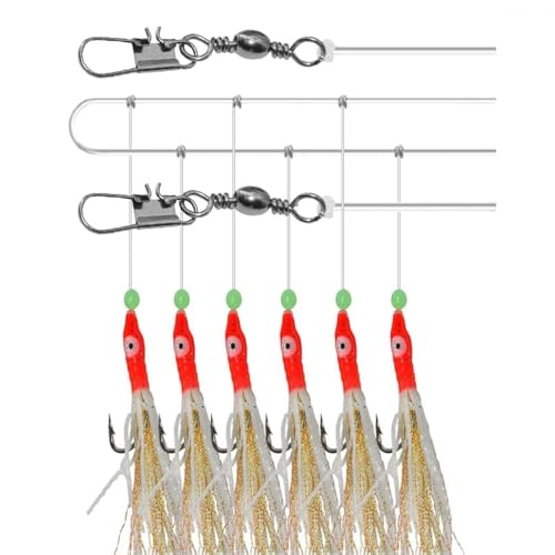OriGlam 6 Hook Köder Sling Skin, Night Light Salt Water Köder Sling, Feather Skin String Hook Light Fishing Ball OriGlam 6 Hook Köder Sling Skin, Night Light Salt Water Köder Sling, Feather Skin String Hook Light Fishing Ball von OriGlam