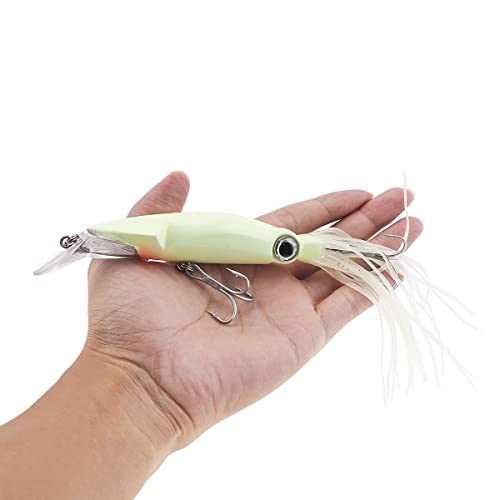 OriGlam Leuchtendes Angeln Octopus Tintenfisch Rock Köder, Kunststoffköder Glow Soft Fishing Bait Trolling Köder Soft Köder für Bass Lachs Forelle von OriGlam