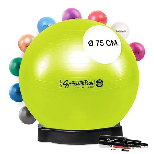 Original Pezziball MAXAFE 75 cm lindgrün m. Ballschale & Pumpe Gymnastikball von Original Pezzi