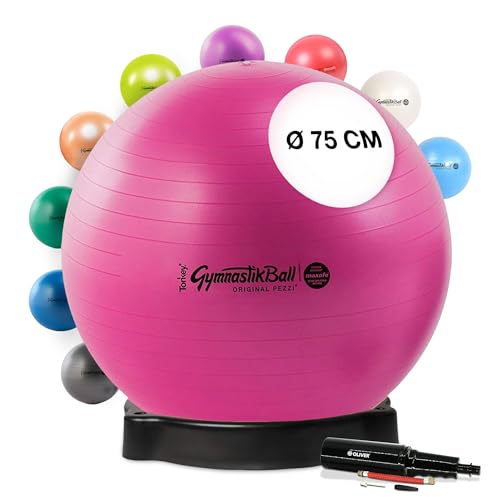 Original Pezziball MAXAFE 75 cm rubinrot rm. Ballschale & Pumpe Gymnastikball von PEZZI