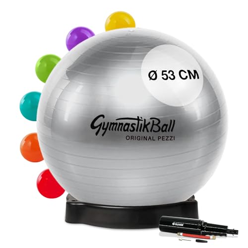 Original Pezziball Standard 53 cm anthrazit m. Ballschale & Pumpe Gymnastikball von PEZZI