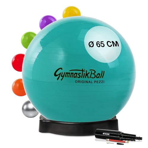 Original Pezziball Standard 65 cm grün m. Ballschale & Pumpe Kombi Gymnastikball von PEZZI