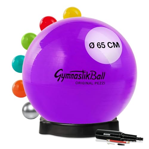 Original Pezziball Standard 65 cm violett m. Ballschale & Pumpe Gymnastikball von PEZZI