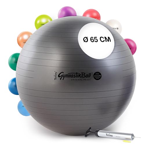 Original Pezzi Ball MAXAFE 65cm silber mit Pezzi Pumpe Gymnastikball Sitzball von Original Pezzi