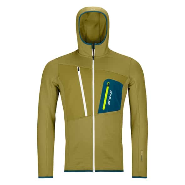 Ortovox Fleece Grid Hoody Fleecejacke Herren (Lime M ) Fleecejacken von Ortovox