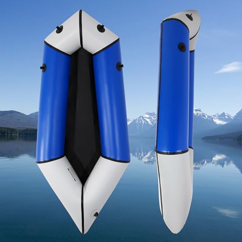 Schlauchboot 1 Personen TPU Kajak 210 cm Boot aufblasbares Packraft für Erwachsene leichtes Rucksackfloß für Flachwasser-Rafting/Fahrrad-Driften/Angeln/Abenteuer, kompaktes Kanu-Packfloß blau+grau von Oryxearth