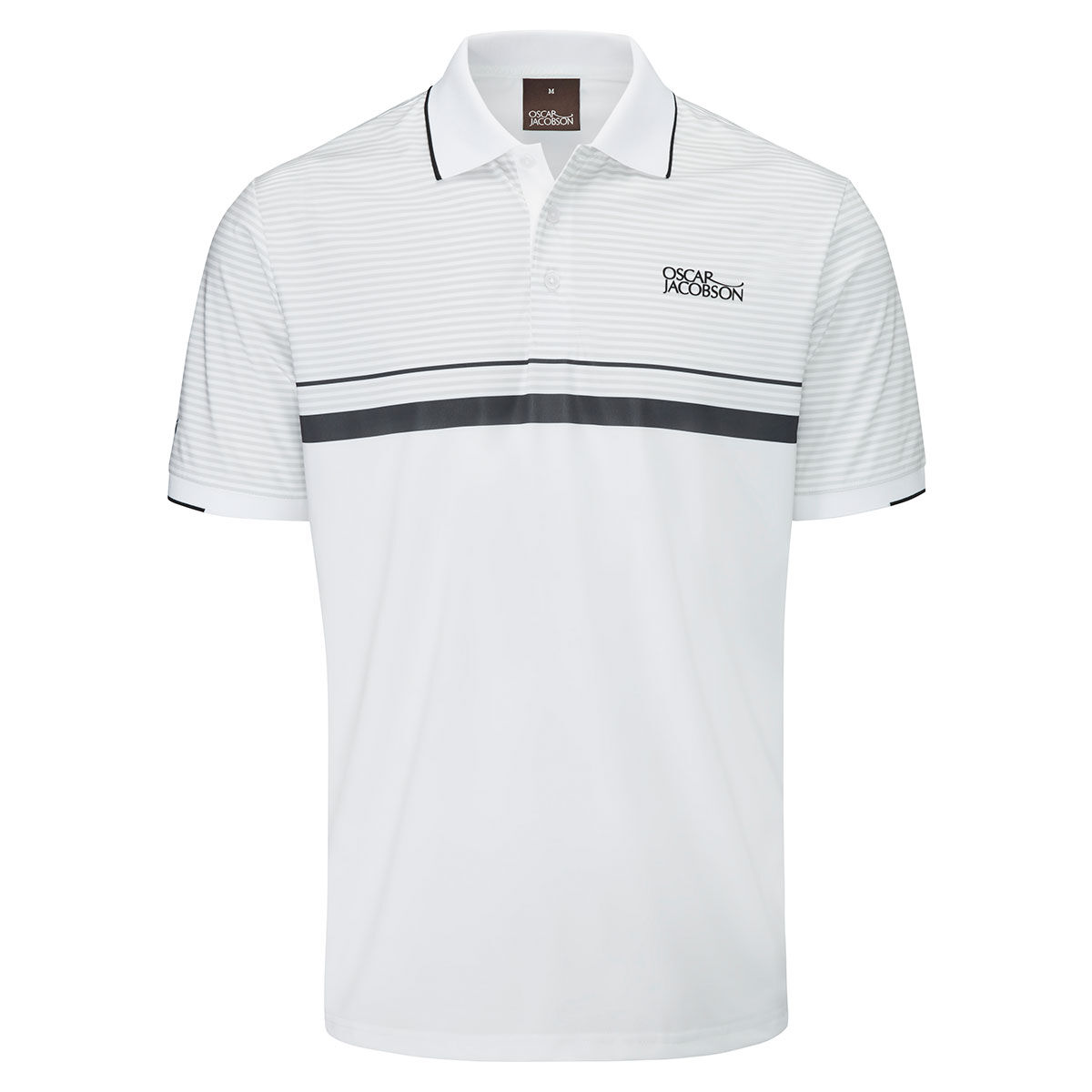 Oscar Jacobson Mens White and Black Lightweight Stripe Chalfort Golf Polo Shirt, Size: XL| American Golf von Oscar Jacobson