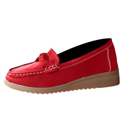 Osheoiso Damen Halbschuhe Casual Mokassins mit Runden Zehen Bequeme Lederhalbschuhe Walking Nurse Atmungsaktive Fahrmode Mädchen Weiche Schuhe Slippers A Rot 43 EU Osheoiso Damen Halbschuhe Casual Mokassins mit Runden Zehen Bequeme Lederhalbschuhe Walking Nurse Atmungsaktive Fahrmode Mädchen Weiche Schuhe Slippers A Rot 43 EU von Osheoiso