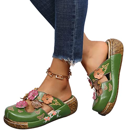 Osheoiso Damen Sandalen Sommer Clogs Hausschuhe Bequeme Support rutschfeste Atmungsaktiv Vintage Sandalette Schuhe Dicker Walking Flip Flop Gartenschuhe C Grün 41 EU Osheoiso Damen Sandalen Sommer Clogs Hausschuhe Bequeme Support rutschfeste Atmungsaktiv Vintage Sandalette Schuhe Dicker Walking Flip Flop Gartenschuhe C Grün 41 EU von Osheoiso