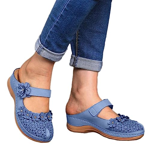 Osheoiso Damen Sandalen Sommer Clogs Hausschuhe Bequeme Support rutschfeste Atmungsaktiv Vintage Sandalette Schuhe Dicker Walking Flip Flop Gartenschuhe E Blau 40 EU Osheoiso Damen Sandalen Sommer Clogs Hausschuhe Bequeme Support rutschfeste Atmungsaktiv Vintage Sandalette Schuhe Dicker Walking Flip Flop Gartenschuhe E Blau 40 EU von Osheoiso