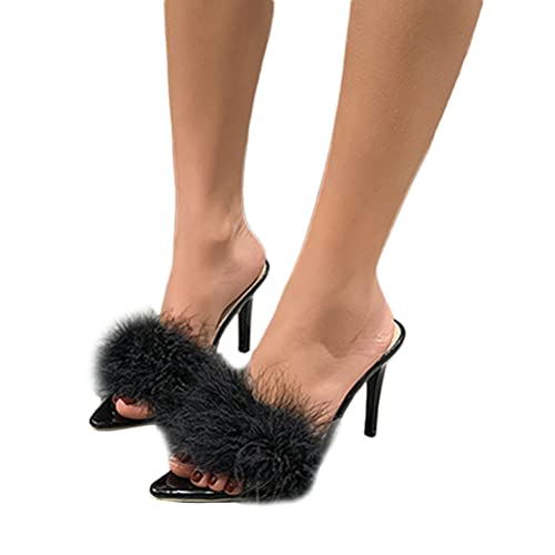 Osheoiso Damen Sandalen mit Absatz Damenschuhe Abend Hohe Ferse Faux Feder Slip-On Spitz Zehe Kopf Sandaletten Stiletto Pumps Slides Vintage Sommerschuhe B Schwarz 37 EU Osheoiso Damen Sandalen mit Absatz Damenschuhe Abend Hohe Ferse Faux Feder Slip-On Spitz Zehe Kopf Sandaletten Stiletto Pumps Slides Vintage Sommerschuhe B Schwarz 37 EU von Osheoiso