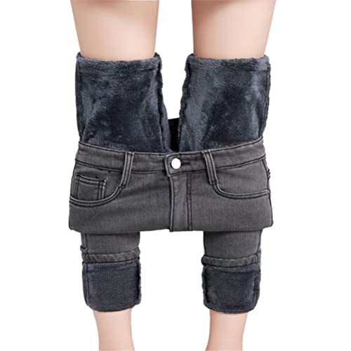 Osheoiso Fleece Jeans Damen Winter Stretch Skinny Jeanshose Straight High Waist Jeanshose Fleece GefüTtert Thermojeans Lang Warm Winterhose Fleecehose Strumpfhosen B Grau 28 Osheoiso Fleece Jeans Damen Winter Stretch Skinny Jeanshose Straight High Waist Jeanshose Fleece GefüTtert Thermojeans Lang Warm Winterhose Fleecehose Strumpfhosen B Grau 28 von Osheoiso