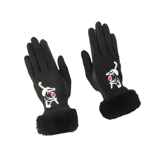 Oshhni 1 Paar Vollfinger-Golfhandschuhe, Fäustlinge, Winter-Schutzhandschuhe, warme Golferhandschuhe, Damenhandschuh für Golfschwung, Radfahren, Schwarz 19 von Oshhni