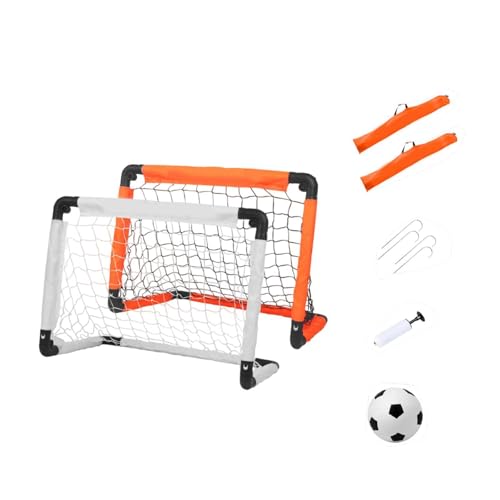 Oshhni 2X Kids Soccer Tore Set für den Hinterhof mit Pumpe Übung Falten -Training Fußballnetze Fußballnetze für das Spielen in Indoor Garden, 90cmx60cmx60cm von Oshhni