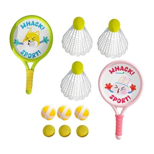 Oshhni 2X Kinder Badminton Schläger Set Sport Spielzeug mit Federball Sport Spiel Badminton Federball für Hinterhof Kinder außerhalb Rasen, Enthält 9 Bälle von Oshhni