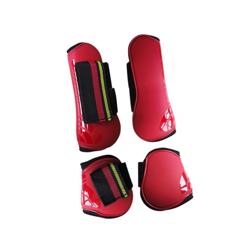 Oshhni 4-teiliges Beinbandagen-Set für Pferdesehnenstiefel, leichte Outdoor-Pferdestiefel, Beinausrüstung für Reitwettbewerbe, Springen von Hindernissen, Rot von Oshhni