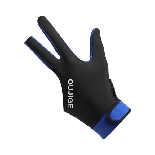 Oshhni Billardhandschuh für die Linke Hand, rutschfeste Spielhandschuhe, Queue-Sporthandschuh, 3 Finger, Pool-Handschuh, blaues Spleißen von Oshhni