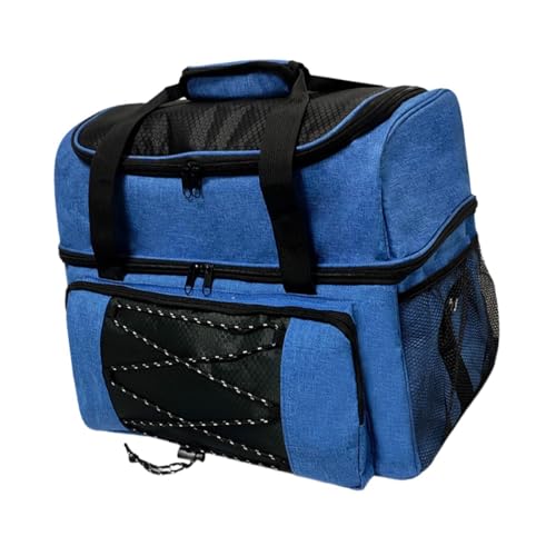 Oshhni Bowlingballtasche mit Schuhfach für Damen und Herren, stabile tragbare Bowlingtasche mit Doppelball, Bowlingtasche für das Trainingsstudio, Blau von Oshhni