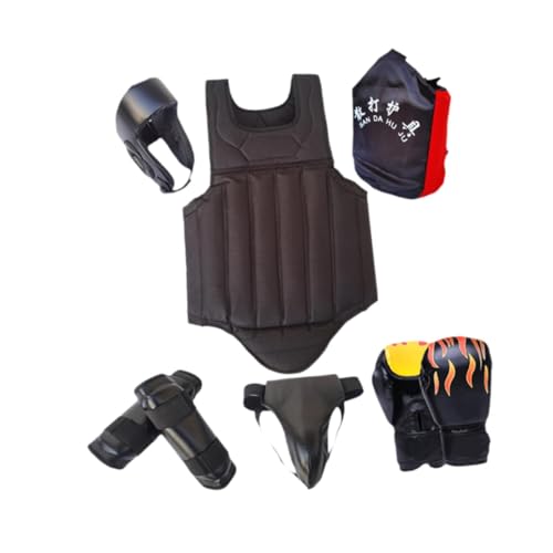 Oshhni Boxschutzausrüstung Sanda Gear Set Leichtgewicht mit Boxhandschuhen Boxschutzausrüstung für Training Sport Fußball, schwarz M von Oshhni