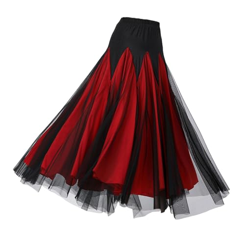 Oshhni Damen Ballsaal-Tanzrock, Swing-Rock, Flamenco-Rock, Lagenkleid, Langer Swing-Rock, Tanzkostüm für Latein, rot L Oshhni Damen Ballsaal-Tanzrock, Swing-Rock, Flamenco-Rock, Lagenkleid, Langer Swing-Rock, Tanzkostüm für Latein, rot L von Oshhni