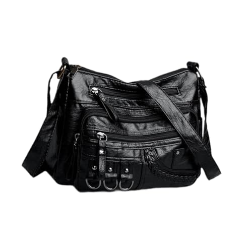 Oshhni Damen Umhängetasche aus weichem PU-, Umhängetasche, Handtasche zum Einkaufen, Schwarz Oshhni Damen Umhängetasche aus weichem PU-, Umhängetasche, Handtasche zum Einkaufen, Schwarz von Oshhni