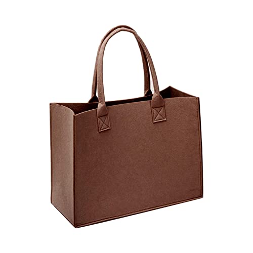 Oshhni Einkaufstasche Markttasche Faltbare Handtasche mit strapazierfähigem Griff Mehrzweck-Offene Große Filz-Einkaufstasche für Arbeit, Supermarkt, Büro, Brown, 40 x 30 x 15 cm von Oshhni