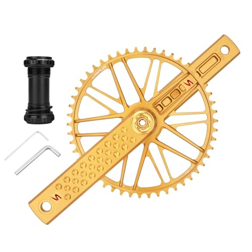 Oshhni Fahrrad-Kurbelgarnitur mit Tretlager, Fahrradteile, Stabiler Kurbelarm aus Legierung, 170 mm Kurbelarm für Rennräder, Klappfahrräder, Gold von Oshhni