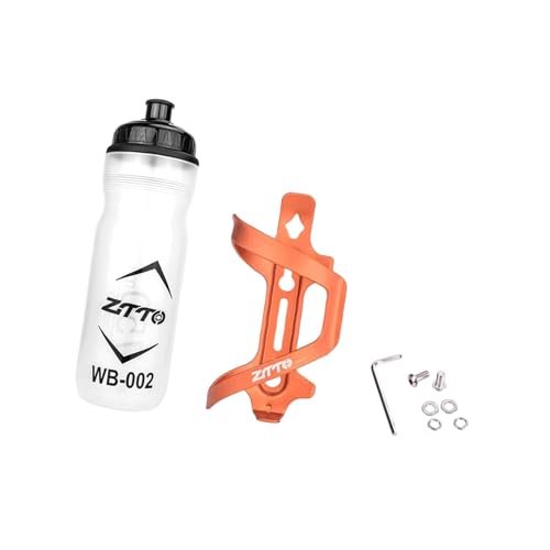 Oshhni Fahrrad-Wasserflasche, 750 ml, mit Halter, Wasserflasche, modisch, praktischer Käfig aus Aluminiumlegierung für Lange Fahrradfahrten, Orange von Oshhni