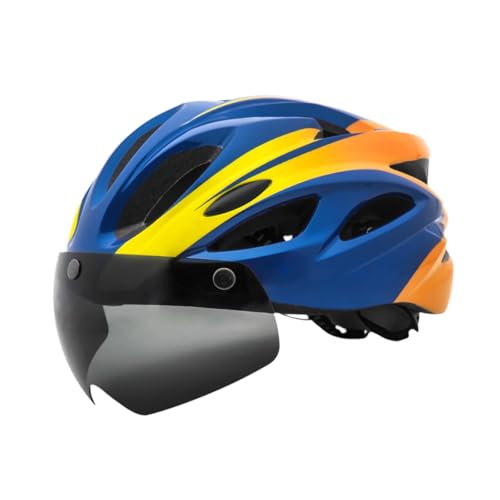 Oshhni Fahrradhelm, Rennradhelm mit abnehmbarem Visier, für Herren und Damen, Biker, atmungsaktiv, Outdoor-Fahrradausrüstung, Sporthelm, Blau Gelb von Oshhni