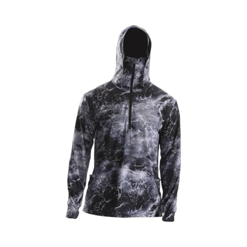 Oshhni Herren Sonnenschutz Hoodie Shirt Kühlendes Shirt Jacke Leichtes Angelshirt Rashguard für Outdoor Camping Sport Radfahren, 4XL von Oshhni