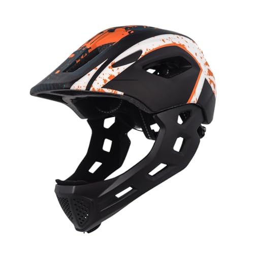 Oshhni Kinder Fahrradhelm Integralhelm Stoßfest Einstellbar Zubehör Fahrradhelm für Skateboard Kinder Radfahren Jungen, Schwarz Orange Weiß von Oshhni