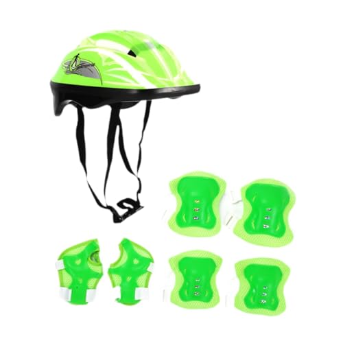 Oshhni Kinder-Fahrradhelm mit Handgelenkschützern und Ellenbogenschützern, Skating-Helm für Multisportarten, GrÜn von Oshhni