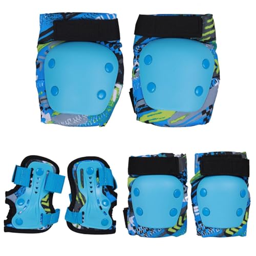 Oshhni Knie- und Ellbogen -Pads Wachen für Kinder, verstellbare Knieschilder, Schutzausrüstung für Skateboarding -Outdoor -Aktivitäten , Blau, S von Oshhni