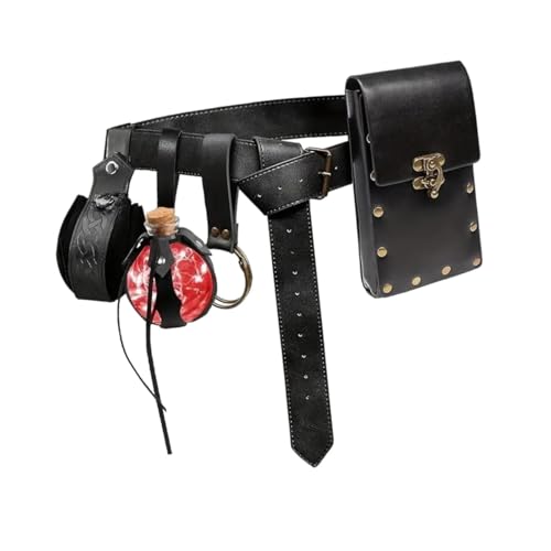 Oshhni Mittelalterliche Gürteltasche, Gürteltasche im Vintage-Stil, für Wanderkostüm, Schwarz Oshhni Mittelalterliche Gürteltasche, Gürteltasche im Vintage-Stil, für Wanderkostüm, Schwarz von Oshhni