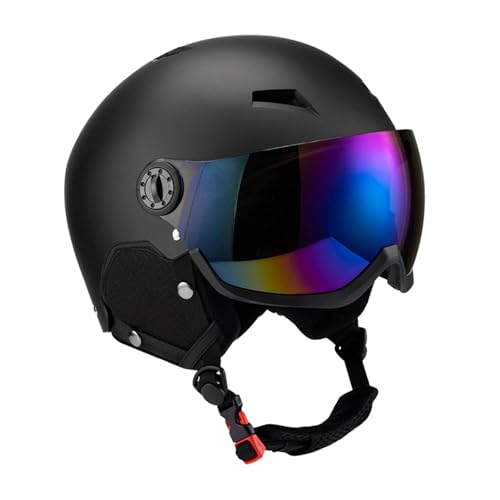 Oshhni Schneesporthelm, stoßfester Skihelm, atmungsaktive Schutzbrille für Erwachsene zum Skateboarden im Wintersport, Black L von Oshhni