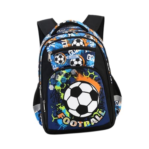 Oshhni Schulrucksack für Kinder, Cartoon-Rucksack für Jungen und Mädchen, Tagesrucksack für die Grundschule, tragbarer Kinderrucksack für unterwegs, Fußball von Oshhni