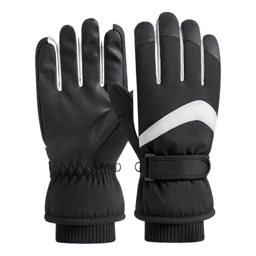 Oshhni Warme Winterhandschuhe, Fäustlinge, Winddicht, rutschfest, bequem, Fahrradhandschuhe, Skihandschuhe für Outdoor-Aktivitäten, Damen, Schwarz von Oshhni