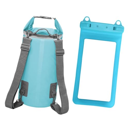 Oshhni Wasserdichter Dry Bag-Rucksack mit Rolltop-Aufbewahrungstasche und Telefontasche für Wasserpark, Blau von Oshhni