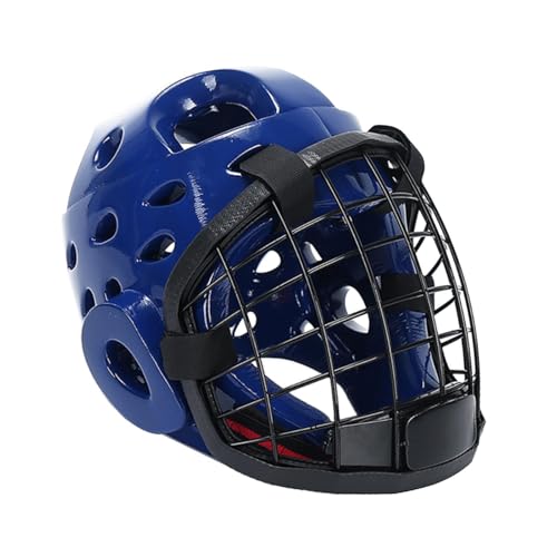 Taekwondo-Helm, Eishockey-Helm, tragbar, atmungsaktiv, praktischer Kampfsport-Helm, Karate-Kopfbedeckung für Kickboxen, Sparring, M blau von Oshhni